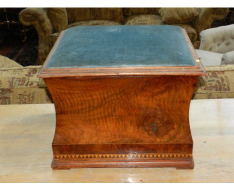 An early 20th century walnut fireside stool. H.35cm W.45cm