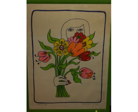 Edwina Sandys (British, b.1938), a portrait study, lithograph, signed in pencil lower right. H.68cm W.48cm