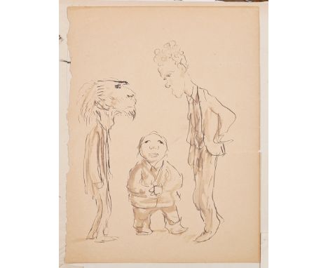 AUGUSTUS JOHN (BRITISH, 1878-1961) (8)Three men in conversationstudio stamp 'A. E. JOHN STUDIO JUNE, 1963' (verso)pen, ink an