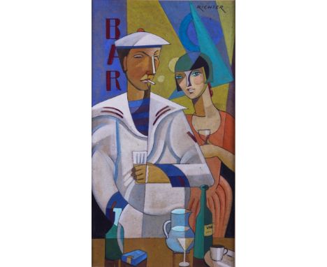 AUREL RICHTER (HUNGARIAN, 1870-1957)Marin Et Fille Au Cafésigned 'RICHTER' (upper right)gouache on board50 x 27cmARRProvenanc
