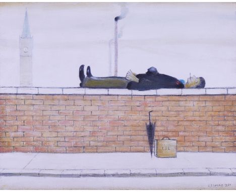 AFTER LAURENCE STEPHEN LOWRYMan Lying on wallnumbered '1/99' (in lower margin)limited edition print with framed certificate f