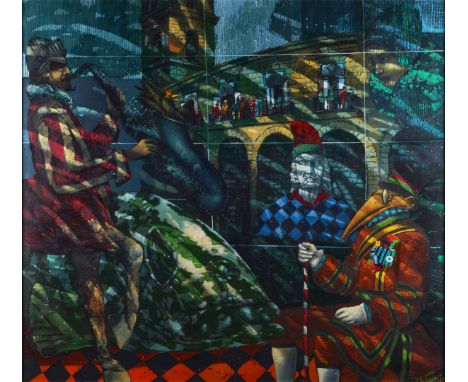 TOMASZ SETOWSKI (POLISH, B. 1961)Untitled, Surrealist composition with saxophonist signed and dated 'T SETOWSKi 93' (lower ri