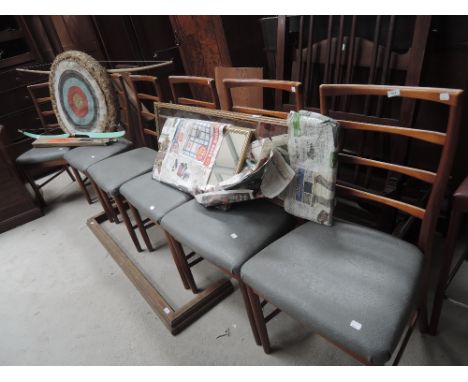 A set of 6 vintage teak ladder back dining chairs