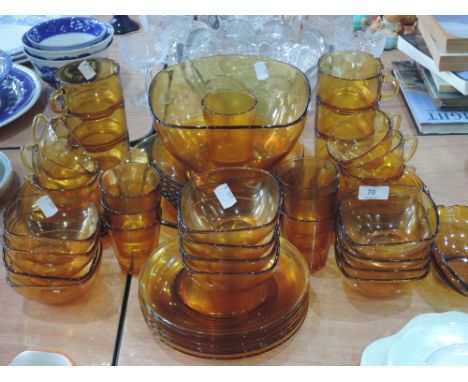 A retro Amber glass tea/ coffee service by Vereco, France