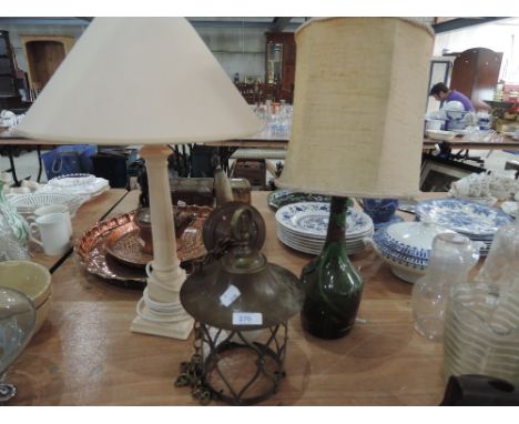 Edwardian brass hall lamp with original fittings