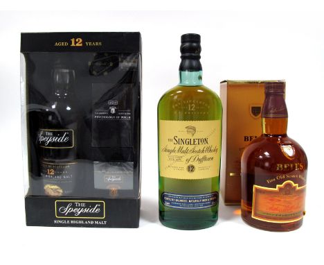 Whisky - The Speyside Single Highland Malt, aged 12 years, in presentation box with poker set; The Singleton Single malt Scot