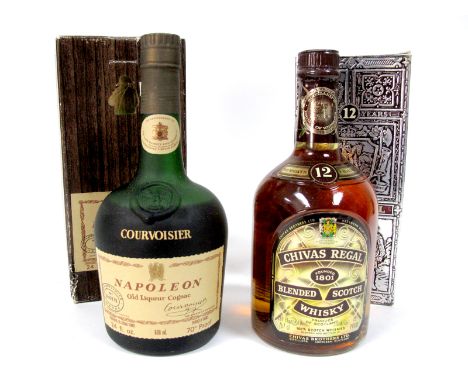 Spirits - Courvoisier Napoleon Old Liqueur Cognac, No. OH4879, 70% proof, 680ml, boxed; Chivas Regal Blended Scotch Whisky 12