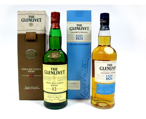 Whisky - The Glenlivet Single Malt Scotch Whisky 12 Years Old, 70cl, 40% Vol., in faux leather/suede box; Whisky - The Glenli