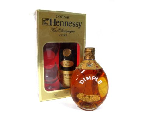 Spirits - Hennessy V.S.O.P Fine Champagne Cognac, 68cl, 70%, presentation boxed with 2 brandy glasses; John Haig & Co. Dimple
