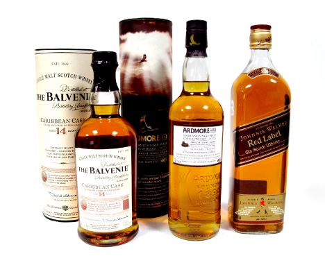 Whisky - The Balvenie Single Malt Scotch Whisky Caribbean Cask Aged 14 Years, 70cl, 43% Vol., boxed; Ardmore Highland Single 