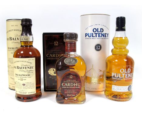 Whisky - The Balvenie Doublewood Single Malt Scotch Whisky Aged 12 Years, 70cl, 40% Vol. boxed; Cardhu Speyside Single Malt S
