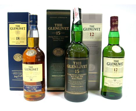 Whisky - The Glenlivet Single Malt Scotch Whisky Aged 18 Years, 70cl, 43% Vol., boxed; The Glenlivet Pure Single Malt Scotch 