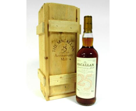 Whisky - The Macallan Anniversary Malt 25 Years Old, a special bottling of unblended single Highland malt Scotch whisky 25 ye