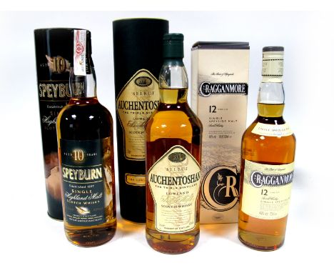 Whisky - Speyburn Single Highland Malt Scotch Whisky Aged 10 Years, 1 Litre, 43% Vol., boxed; Auchentoshan Lowland Single Mal