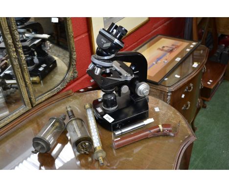 Scientific instruments - a Nikon NSKT-100/R microscope (incomplete); a Curtis Systems Bleeker-Zeist Pocketrefractometer No. 6