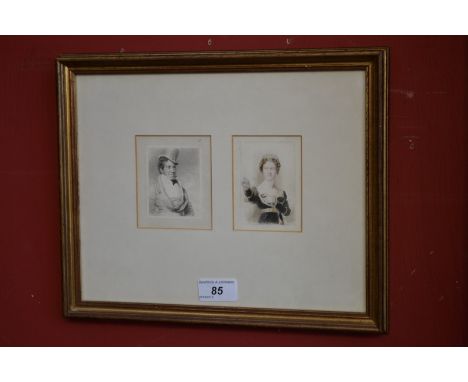 English School (19th century), a pair of portrait miniatures, framed as one, of a young lady and an African gentleman, pencil