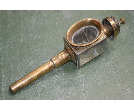 A Victorian brass coaching lamp by Limehouse Lamp Co., stamped, c.1870