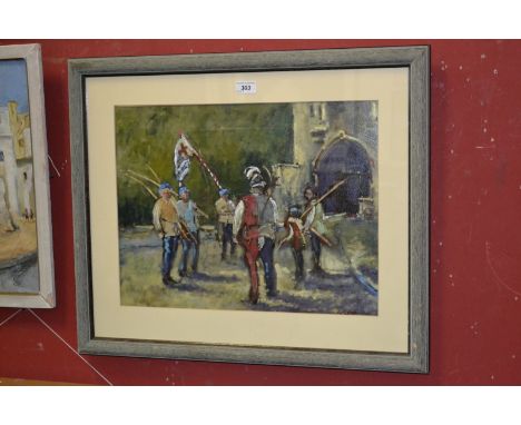L. Pitcher (Contemporary)
Parade at Lincoln Castle
signed, titled to verso, oil on canvas, 37cm x 49cm 