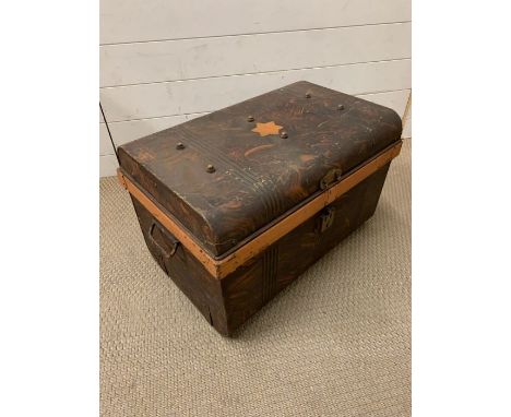 A metal Japanned travel trunk 