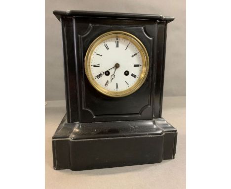 A black slate mantel clock 