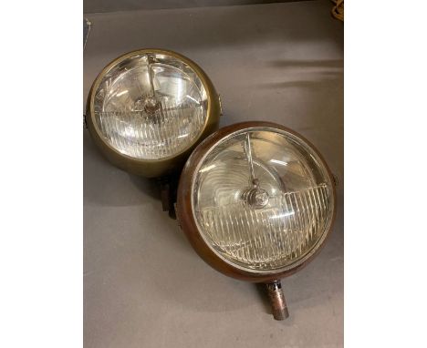 UPDATE...A pair electric headlamp/spotlight possibly of a Rolls Royce/ Bentley Motors Circ1930's vintage etched curved glass 