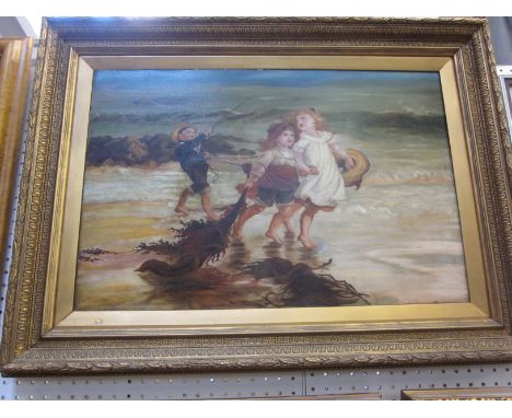 English SchoolThree children playing on the beachOil on canvasUnsigned50.5cm x 76cm 