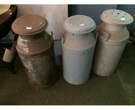 3 vintage milk churns