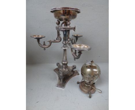 Victorian style silver plated epergne & plated egg codler