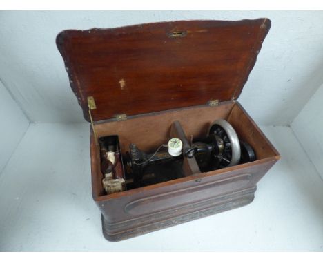 Vintage sewing machine, qty of various brass & copper items and printer's machine & accessories