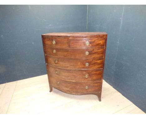 Georgian mahogany chest of 4 long drawers on bracket feet 87H x 93W cm