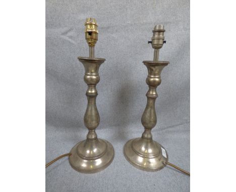 Pair of metal lamp bases 41 cm H