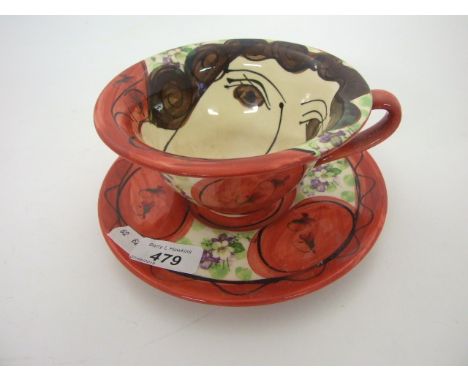 KAREN ATHERLEY HAND PAINTED CUP AND SAUCER