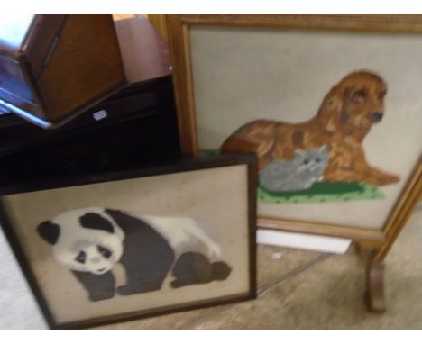 DOG FIRE SCREEN AND PANDA PICTURE