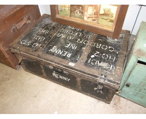 WOOD / METAL TRUNK 35 inches wide