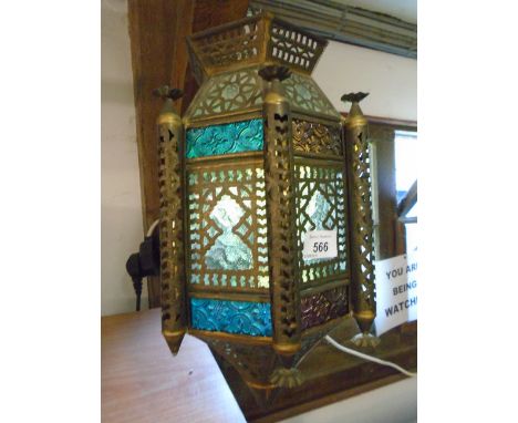 DECORATIVE BRASS AND GLASS LAMP