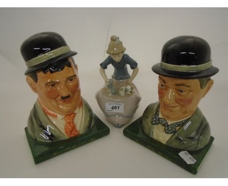 ROYAL DOULTON LAUREL AND HARDY BOOKENDS LTD 883 AND 884 OF 2500 PLUS NAO FIGURE