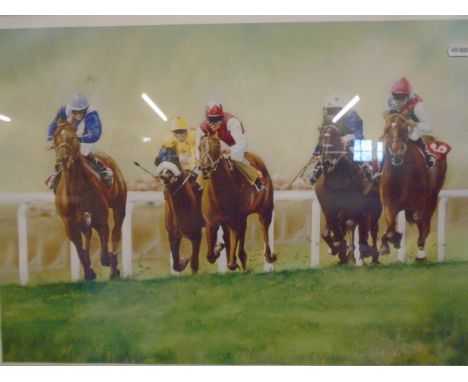 BRIAN HALTON SIGNED PRINT OF PAUL EDDERY AND CADEAUX GENERAUX WINNING THE 1989 JULY CUP ALSO SIGNED BY EDDERY LTD 458/500 (74