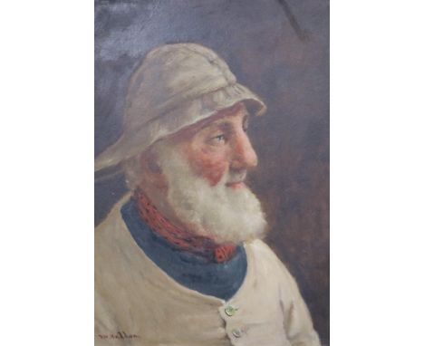 David W Haddon (fl. 1884-1914): oil on canvas, portrait of a fisherman, 34 x 24 cm. UK P&amp;P Group 3 (£30+VAT for the first