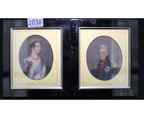A pair of Victorian portrait miniature prints, oval mounted, 85 x 110 mm. UK P&amp;P Group 3 (£30+VAT for the first lot and £