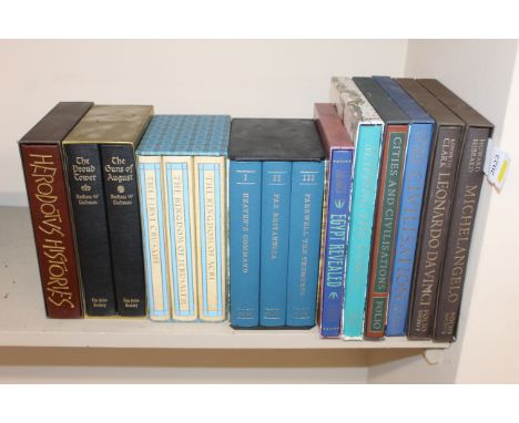 A collection of Folio Society including Michael Angelo, Leonardo Davinci, Cities and Civilisations and others with slip cases