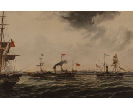 Richard Gilson Reeve 1803-1889 and William Reeve, after J. Ward, "Vivid and Waterwitch, off Orford Ness in a Breeze", hand co