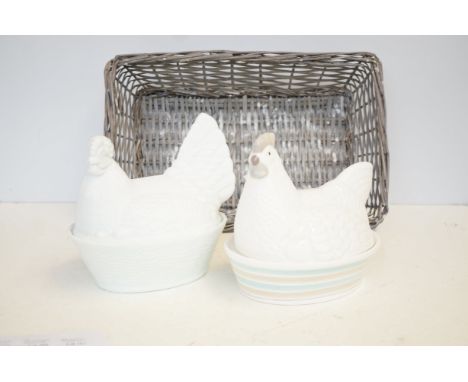 2 ceramic egg baskets 