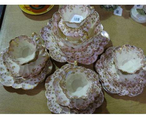 A Twenty Four Piece Wileman China Tea Set With Gilt And Pink Tint Decoration