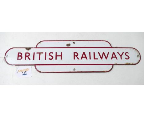 1950/1960's British Railways metal totem poster board header measuring approx 40cm x 10cm
