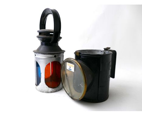 LMS triple aspect railway hand lamp / lantern stamped LMS 4617