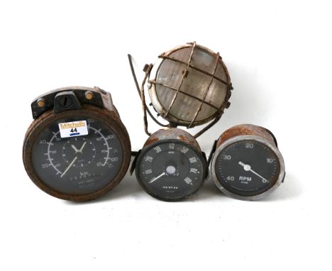 3 Truck gauges and a fog lamp