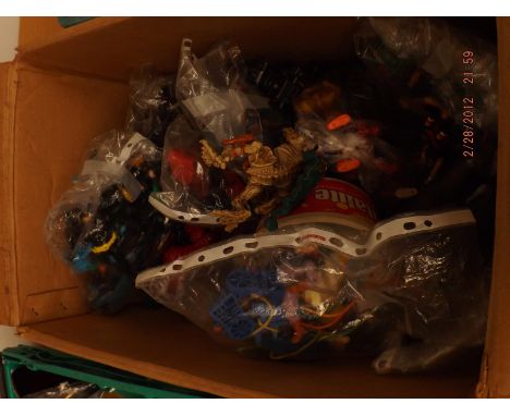 Large unsorted box of toys from vintage tv series and others