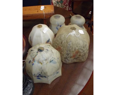 5 1930's glass lamp shades 