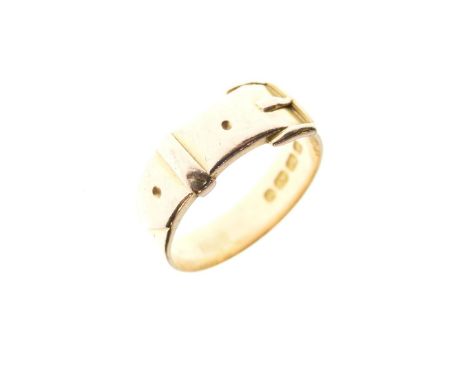 Victorian gentleman's 18ct gold band ring formed as a buckled belt, Birmingham 1879, size R, 5.8g approx  