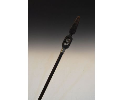 Unusual early 20th Century French orchard fruit-picking tool, the long metal ferrule concealing scissors operated via a ring 